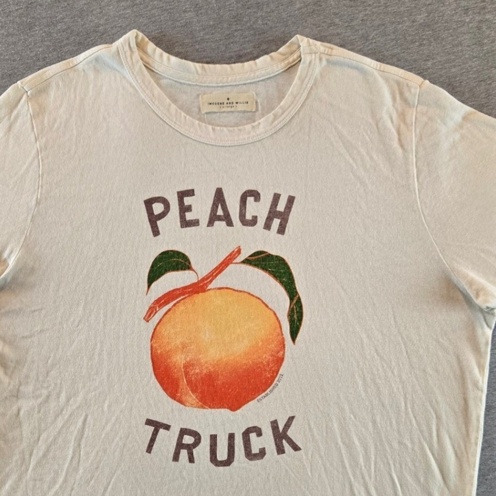 Imogene and Willie T-Shirt Mens XL Cream Peach Truck Made in USA Cotton - Picture 6 of 10